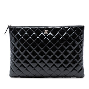 Pre-Loved Chanel Large Quilted Patent O Case Clutch